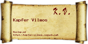 Kapfer Vilmos névjegykártya